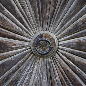 timber entrance door double antique external view